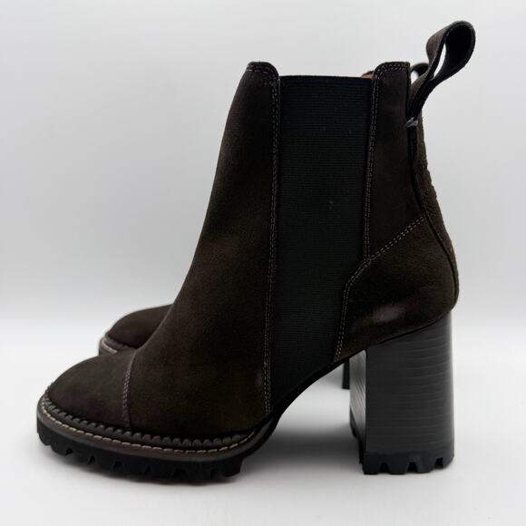 See by Chloe Womens Mallory Ankle Boot EU 37.5 US 7.5 Grey Calf Suede NIB - Picture 9 of 13